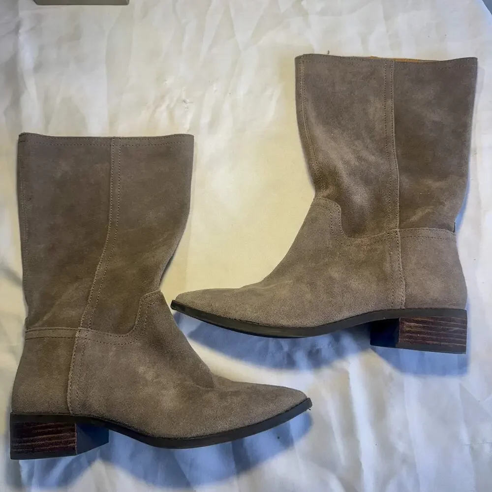 👢 Vintage Y2K Lucky Brand Suede Mid-Calf Slouchy Western Boots - Picture 2 of 9